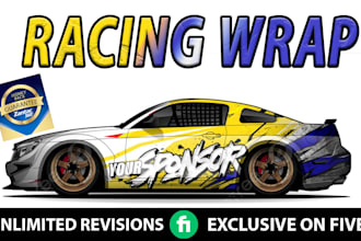 design racing car wrap design, racing car wrap, sports car wrap, car wrap design