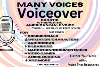 record voiceovers for dubbing, games, tv, youtube, ads, audiobooks and more