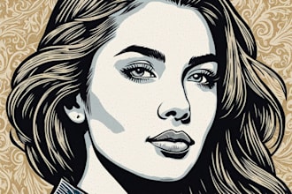 draw a custom portrait in linocut style