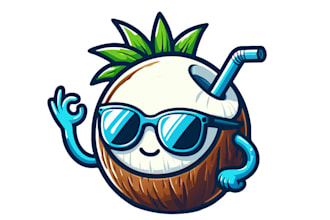 design mascot juice or drink coconut logo