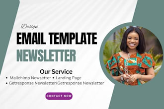 design newsletter campaign on mailchimp, getresponse, beehiiv and landing page