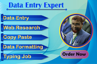 do data entry, web research, copy paste, typing job