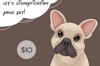 draw your pets into cute disney cartoon illustration