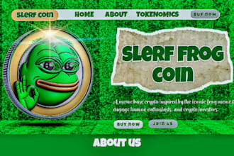 custom crypto meme coin website, professional pepe coin landing page design