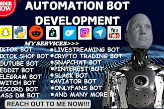 build automated trading bot telegram bot tiktok shop bot mass dm bot