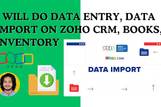 do data entry, data import on zoho crm, books, inventory