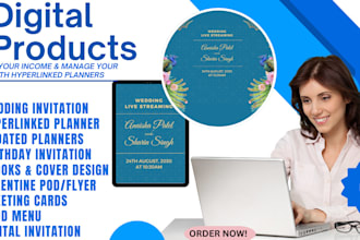 design etsy digital products hyperlinked planners invitation cards digital menu
