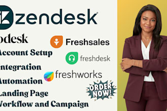 setup, integrate zendesk CRM, freshsales, nimble, gorgias, freshwork, landbot