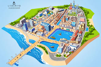 create vector map, city map, site map, event map in illustrator