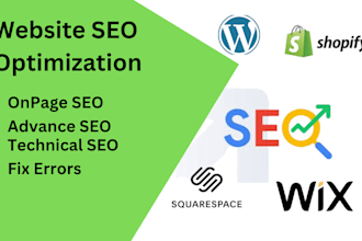 optimise onpage website seo on squarespace, wix, wordpress and shopify