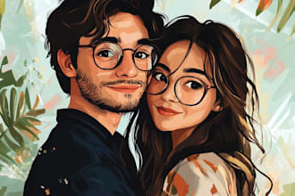 make you anime couple art portrait