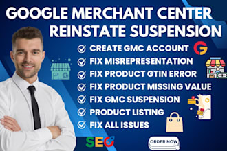 create google merchant center, fix gmc suspension misrepresentation, gtin error