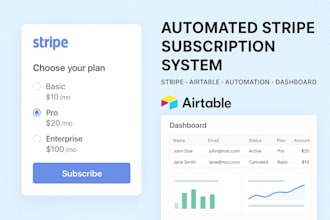 set up stripe subscription system with admin dashboard using make, airtable