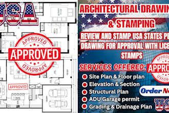 design and stamp architectural plans per building codes as a licensed architect