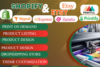 design shopify print on demand website etsy pod product design printful printify