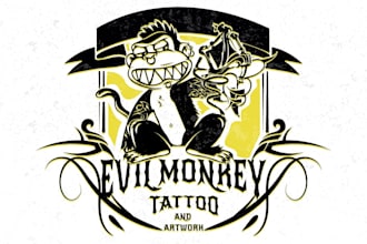 do evil monkey tattoo mascot character logo for your brand