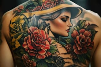 create a beautiful american traditional tattoo desing