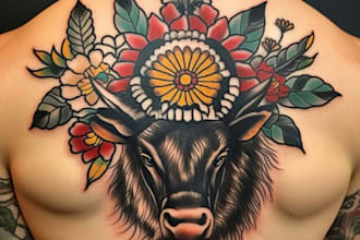 draw a attractive american traditional tattoo design
