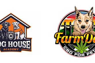 do design a minimalist and modern logo featuring a dog as a pet