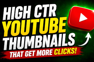 design high CTR youtube thumbnails for podcast, vlog, fitness