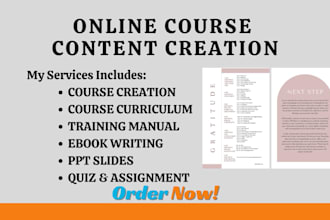 do online course creation course curriculum course content ppt training manual