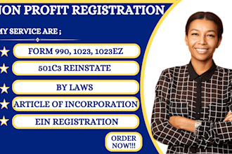 do 501c3 non profit registration, bylaw, coi, reinstate 501c3, 1023ez, form 990