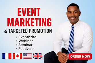 setup and promote event on eventbrite, linkedin, zoom webinar event promotion