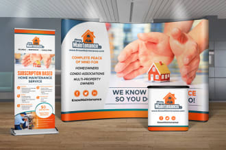 design tradeshow backdrop or counter banner or rollup banner