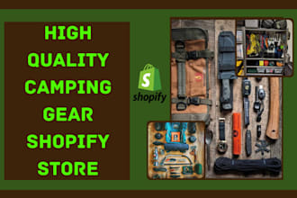design camping gear shopify store, travel accessories, camping gear website