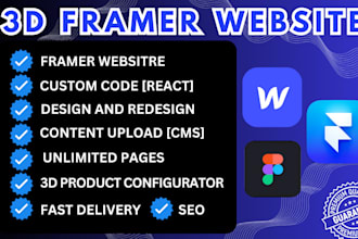 3d animated framer webflow landing page, figma to framer interactive ui design