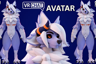 create 3d vtuber model, vrchat avatar, furry animaze avatar, vseeface vrm