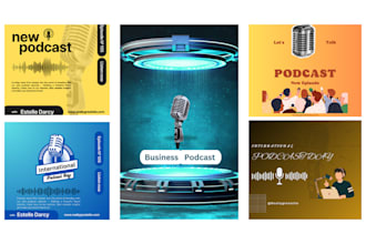 create a professional podcast, modern 3d logo and cover art