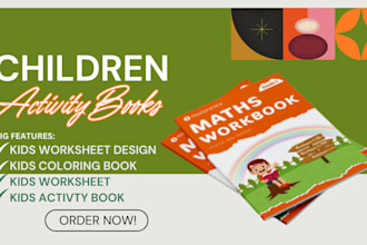 do interactive children activity workbook design, kids worksheet colouring book