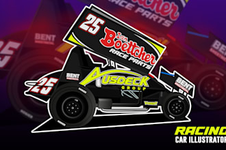 draw your racing car into vector cartoon art