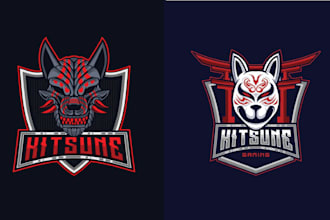create esport animal kitsune head mascot logo design