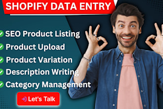 do shopify product listing and shopify data entry