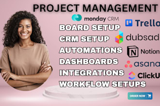 setup  project management for notion trello nifty asana clickup jira monday crm