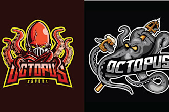 make esport octopus mascot logo design