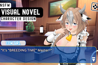 draw sexy nsfw visual novel character designs for game art 2d anime furry style