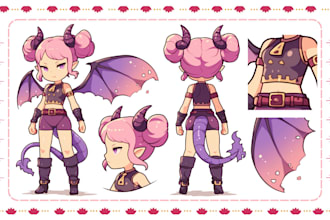 design character reference sheets for anime, games or vtuber