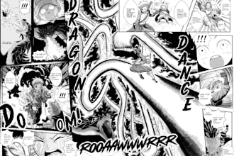 draw cinematic shonen style manga pages from your story