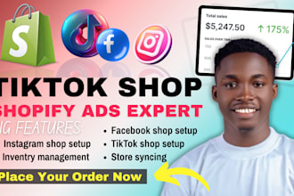 do US tiktok shop setup, instagram and facebook shops setup, or shopify ads