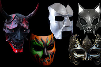 sculpt 3d cosplay mask oni mask vintage mask 3d helmet 3d armor for 3d printing