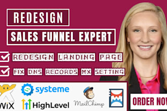 redesign landing page sales page sales funnel connect domain fix dns records mx