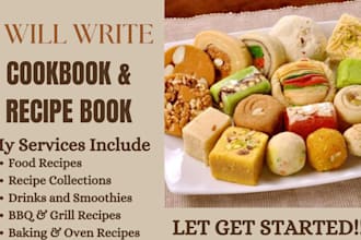 write amazing food recipes for recipe book and cookbook