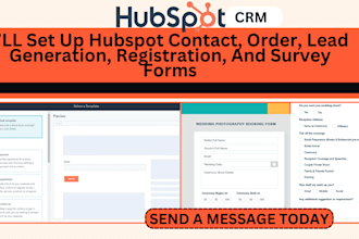 setup hubspot contact, order, lead generation, registration, and survey forms