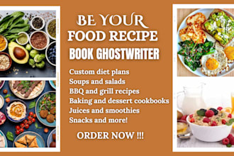 create a cookbook, quality food recipe, and ebook for you