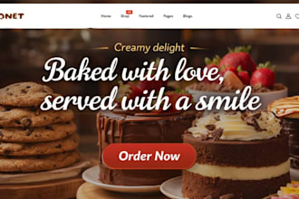 design bakery website restaurant cookies cake shopify store catering website