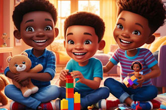 do afro american characters 3d black history real children book illustration