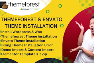 install themeforest, envato theme, elementor kit for wordpress, woocommerce